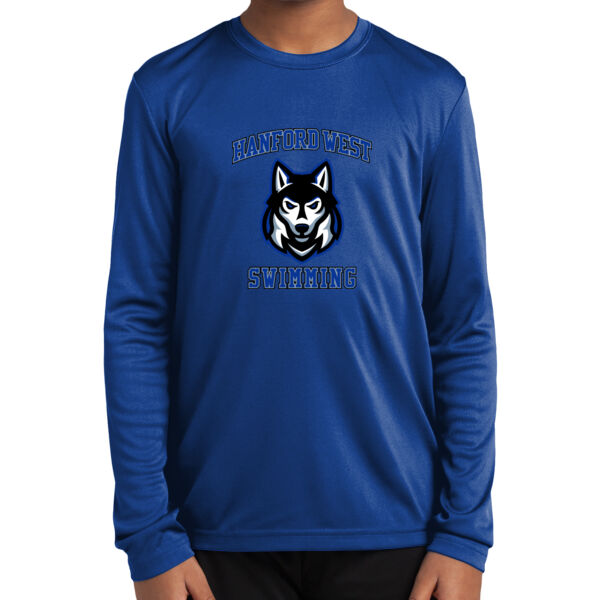 Hanford West Swimming Youth Long Sleeve PosiCharge Competitor Tee Thumbnail